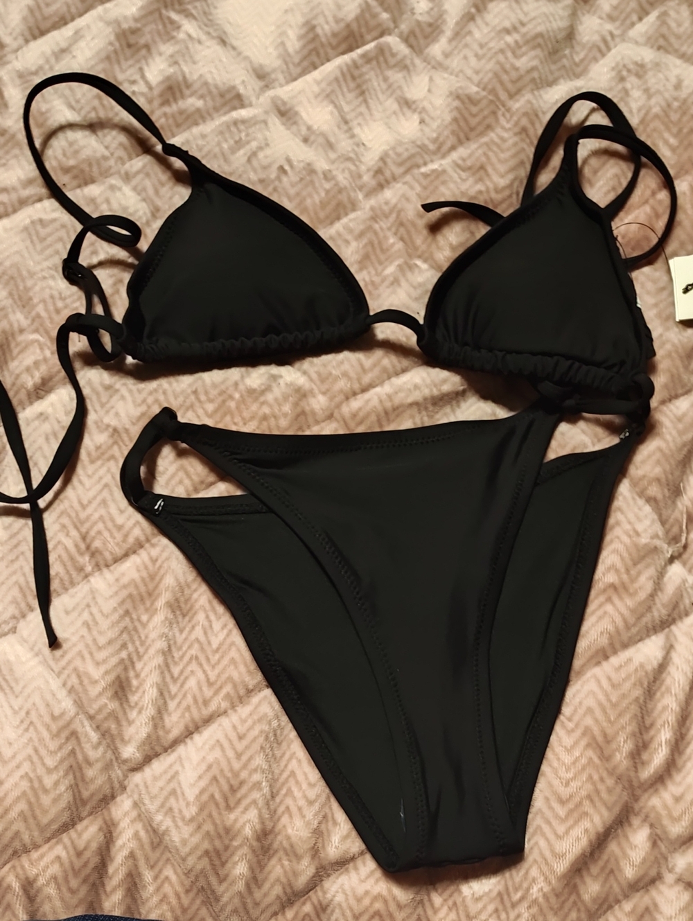 Calvin Klein Black Triangle String Bikini Set